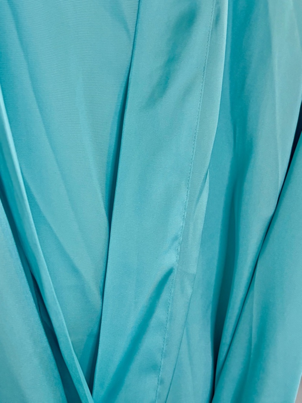 Victoria's Secret Turquoise Satin Kimono Robe with Tie M/L Ruffle Sleeve Hem - Picture 6 of 7